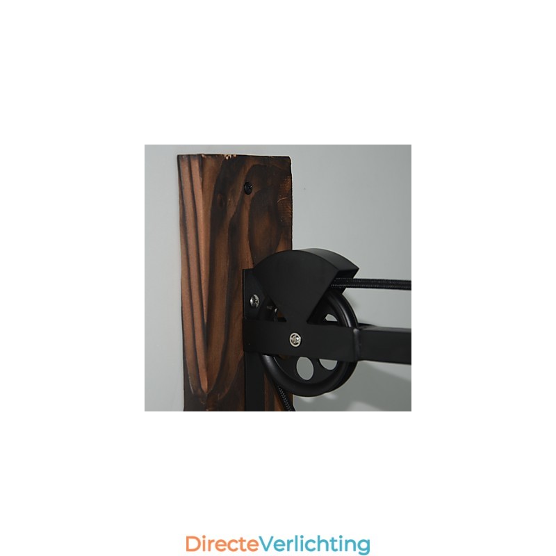Amerikaanse landelijke stijl wandlamp retro creatief Houten katrol wandlamp