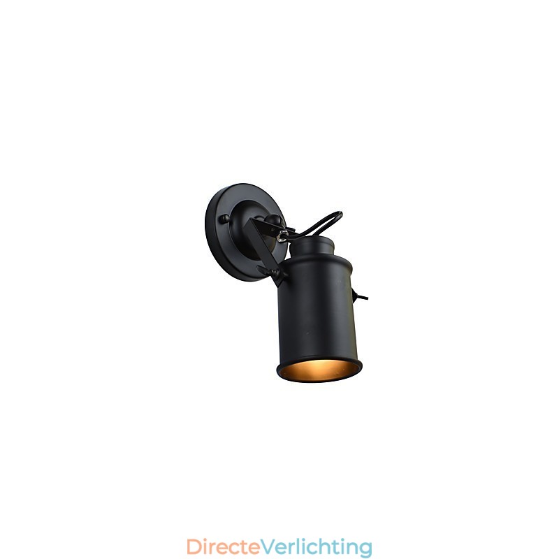 Geschilderde stalen wandlamp Dumb Black American Coffee Decoratie Retro wandlamp Lichtzwaardlamp op de muur