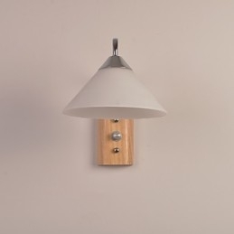 Eenvoudige wandlamp, nachtkastje, bureaulamp met glazen kap en massief hout voor slaapkamer, ladekast, woonkamer, babykamer, studentenkamer, salontafel, boekenkast