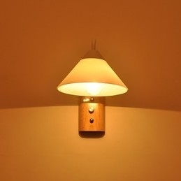 Eenvoudige wandlamp, nachtkastje, bureaulamp met glazen kap en massief hout voor slaapkamer, ladekast, woonkamer, babykamer, studentenkamer, salontafel, boekenkast