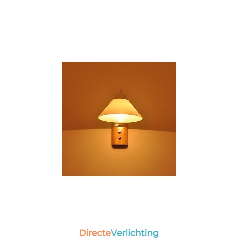 Eenvoudige wandlamp, nachtkastje, bureaulamp met glazen kap en massief hout voor slaapkamer, ladekast, woonkamer, babykamer, studentenkamer, salontafel, boekenkast