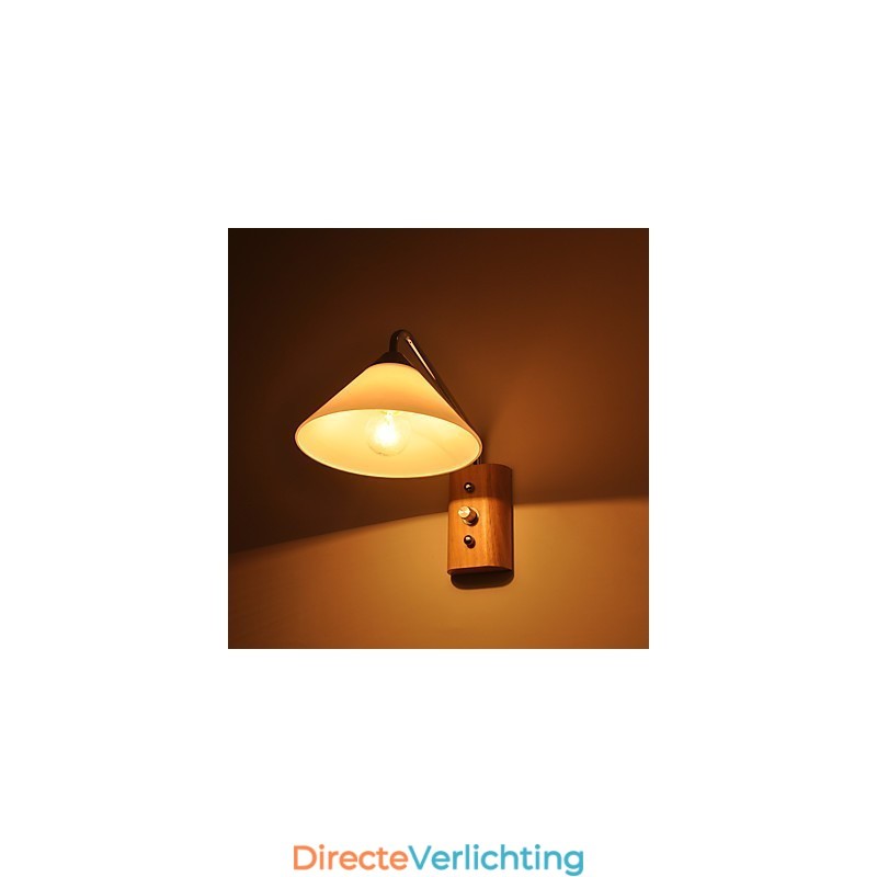 Eenvoudige wandlamp, nachtkastje, bureaulamp met glazen kap en massief hout voor slaapkamer, ladekast, woonkamer, babykamer, studentenkamer, salontafel, boekenkast