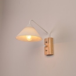 Eenvoudige wandlamp, nachtkastje, bureaulamp met glazen kap en massief hout voor slaapkamer, ladekast, woonkamer, babykamer, studentenkamer, salontafel, boekenkast
