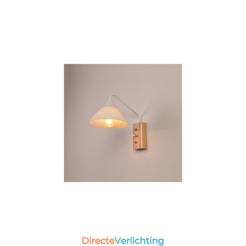 Eenvoudige wandlamp, nachtkastje, bureaulamp met glazen kap en massief hout voor slaapkamer, ladekast, woonkamer, babykamer, studentenkamer, salontafel, boekenkast