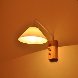 Eenvoudige wandlamp, nachtkastje, bureaulamp met glazen kap en massief hout voor slaapkamer, ladekast, woonkamer, babykamer, studentenkamer, salontafel, boekenkast