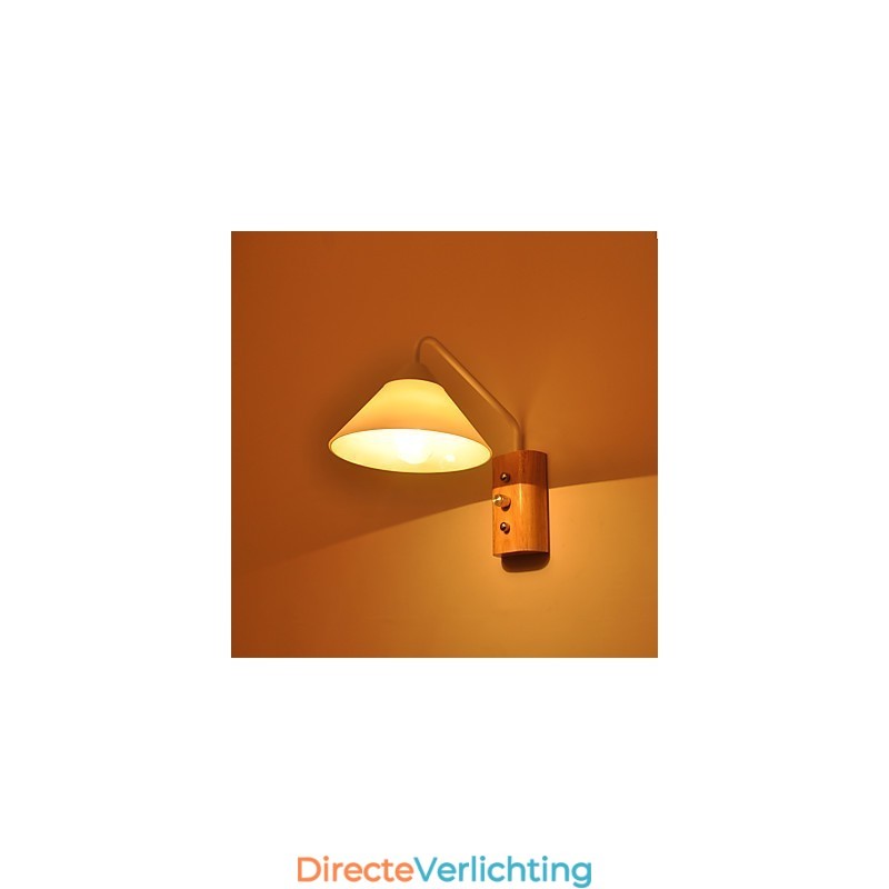 Eenvoudige wandlamp, nachtkastje, bureaulamp met glazen kap en massief hout voor slaapkamer, ladekast, woonkamer, babykamer, studentenkamer, salontafel, boekenkast
