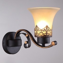 Enkele kop Amerikaanse landelijke vintage metalen wandlamp met glas voor de kantine, woonkamer, entreehal, decoratieve wandlamp