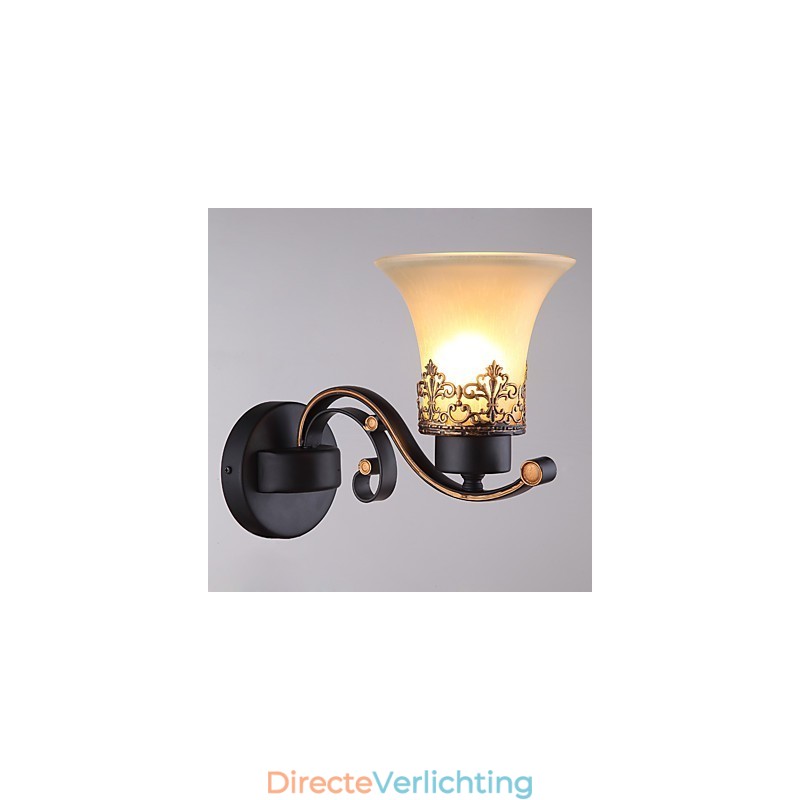 Enkele kop Amerikaanse landelijke vintage metalen wandlamp met glas voor de kantine, woonkamer, entreehal, decoratieve wandlamp