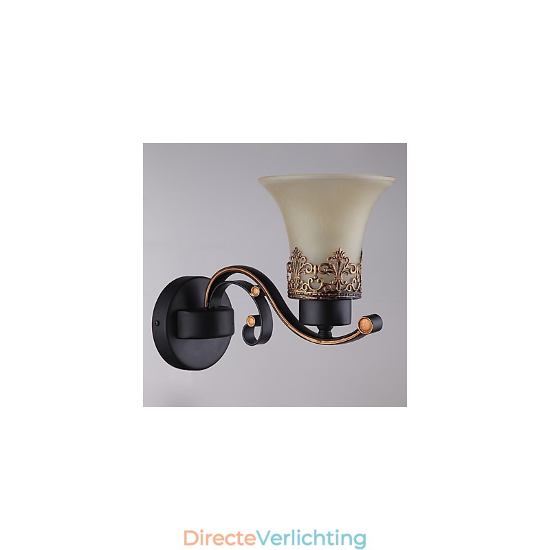 Enkele kop Amerikaanse landelijke vintage metalen wandlamp met glas voor de kantine, woonkamer, entreehal, decoratieve wandlamp