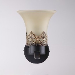 Enkele kop Amerikaanse landelijke vintage metalen wandlamp met glas voor de kantine, woonkamer, entreehal, decoratieve wandlamp