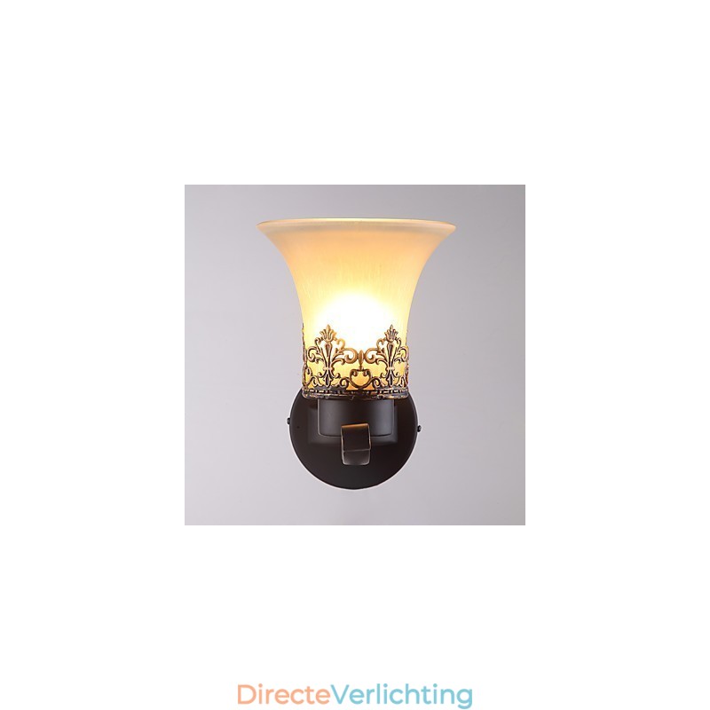 Enkele kop Amerikaanse landelijke vintage metalen wandlamp met glas voor de kantine, woonkamer, entreehal, decoratieve wandlamp