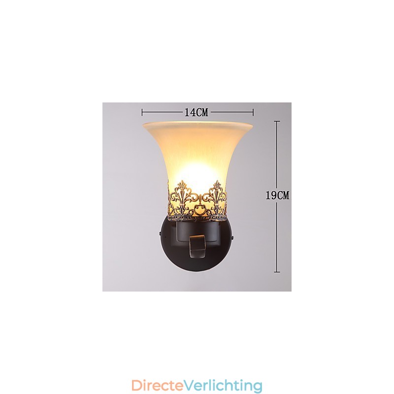 Enkele kop Amerikaanse landelijke vintage metalen wandlamp met glas voor de kantine, woonkamer, entreehal, decoratieve wandlamp