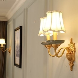 Eenvoudige landelijke traditionele klassieke messingfunctie voor mini-stijl uplight wandlampen wandlamp PU