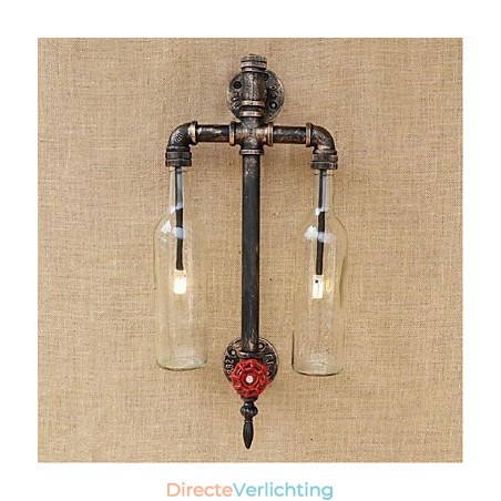 Amerikaans thema restaurant bar ijzer met schakelaar waterpijp wijnfles wandlamp transparant Amerikaans thema restaurant bar ijzer met schakelaar waterpijp wijnfles wandlamp transparant
