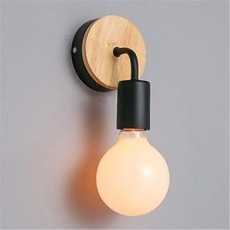 Moderne minimalistische creatieve persoonlijkheid hout ijzer lamp gang balkon slaapkamer nachtkastje ijzer wandlamp