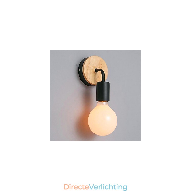 Moderne minimalistische creatieve persoonlijkheid hout ijzer lamp gang balkon slaapkamer nachtkastje ijzer wandlamp