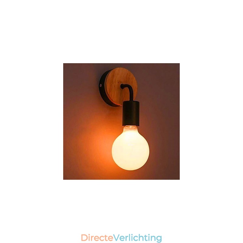 Moderne minimalistische creatieve persoonlijkheid hout ijzer lamp gang balkon slaapkamer nachtkastje ijzer wandlamp