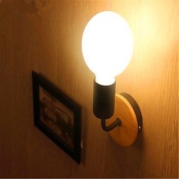 Moderne minimalistische creatieve persoonlijkheid hout ijzer lamp gang balkon slaapkamer nachtkastje ijzer wandlamp