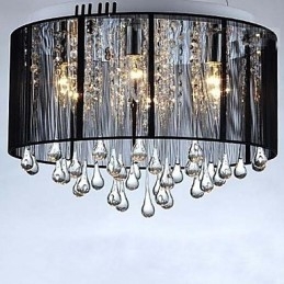 Luxe zwarte kristallen kroonluchter met verlaagd plafond