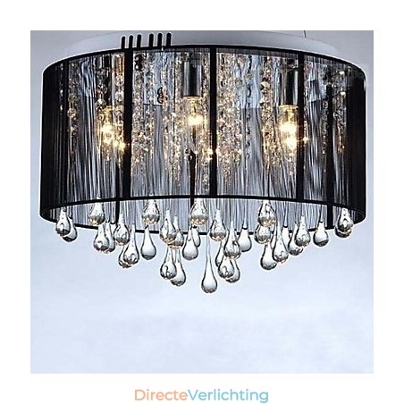 Luxe zwarte kristallen kroonluchter met verlaagd plafond Luxe zwarte kristallen kroonluchter met verlaagd plafond