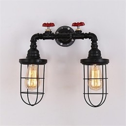 2 koppen retro industriële buis wandlampen eenvoudige loft zwarte vogelkooi metalen eetkamer keuken bar café decoratieve verlichting
