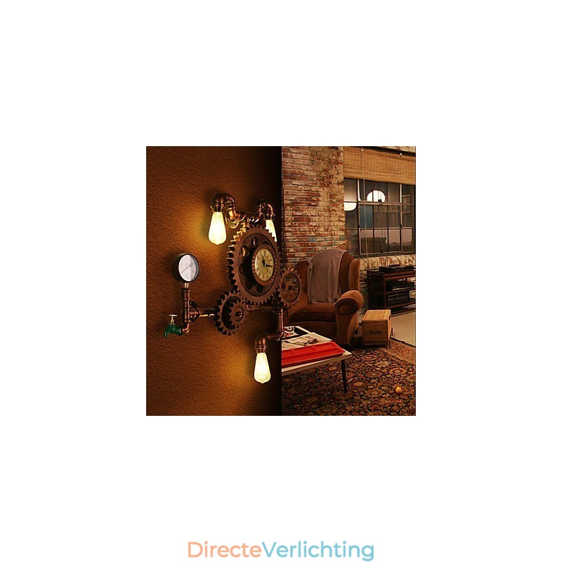 Vintage industriële pijp wandlampen hout tandwielvorm creatieve draaibare verlichting restaurant café bar decoratie verlichting