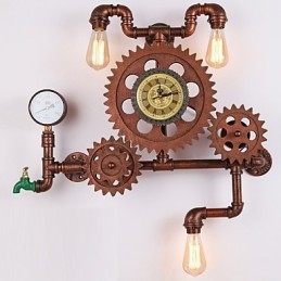 Vintage industriële pijp wandlampen hout tandwielvorm creatieve draaibare verlichting restaurant café bar decoratie verlichting