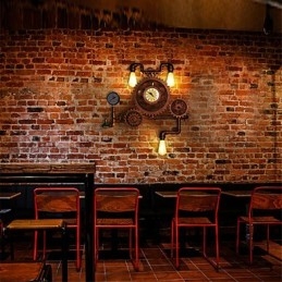 Vintage industriële pijp wandlampen hout tandwielvorm creatieve draaibare verlichting restaurant café bar decoratie verlichting