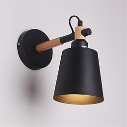 Vintage Hout Art Deco Metaal Metaal Rustiek Wandlamp Woonkamer Eetkamer Hal Wandlamp Zwart Wit Optioneel