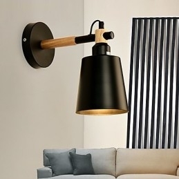 Vintage Hout Art Deco Metaal Metaal Rustiek Wandlamp Woonkamer Eetkamer Hal Wandlamp Zwart Wit Optioneel
