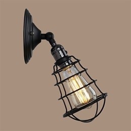 Met schakelaar Vintage 1 Licht Industriële Zwarte Metalen Kooi Loft Wandlamp Woonkamer Eetkamer Hal Café Bars Bar Wandlamp