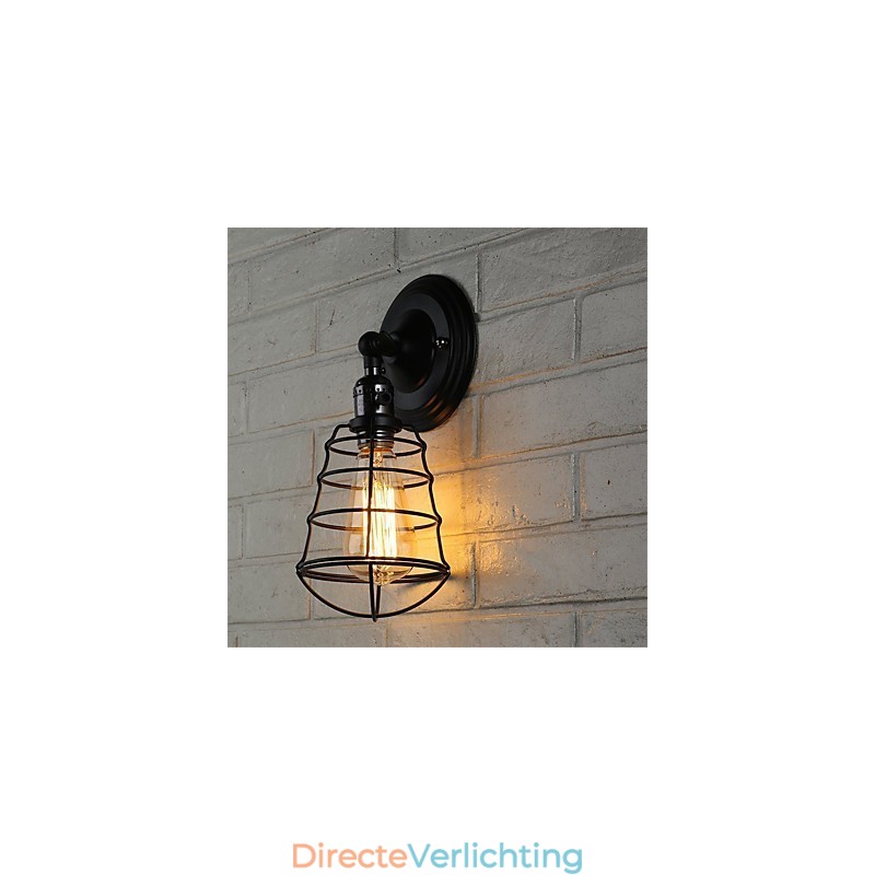 Met schakelaar Vintage 1 Licht Industriële Zwarte Metalen Kooi Loft Wandlamp Woonkamer Eetkamer Hal Café Bars Bar Wandlamp