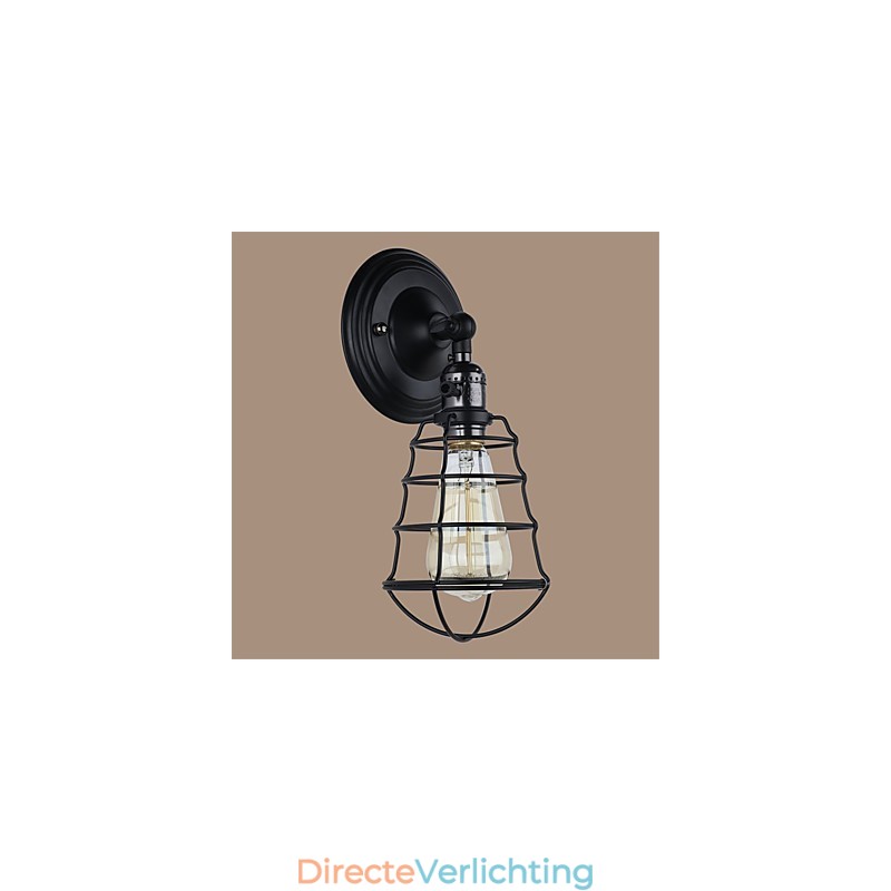 Met schakelaar Vintage 1 Licht Industriële Zwarte Metalen Kooi Loft Wandlamp Woonkamer Eetkamer Hal Café Bars Bar Wandlamp
