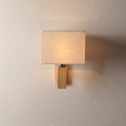 Eenvoudige wandlamp, nachtkastje, bureaulamp met stoffen kap en massief hout voor slaapkamer, ladekast, woonkamer, babykamer