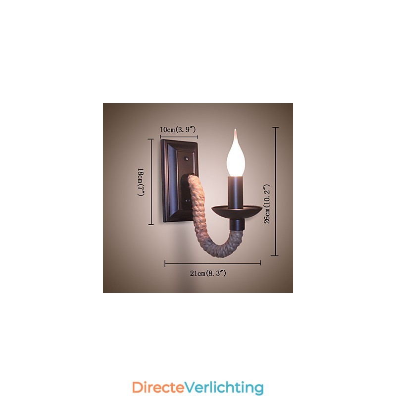 Henneptouw Retro Wandlamp Creatieve Persoonlijkheid Bar IJzeren Kaarslamp