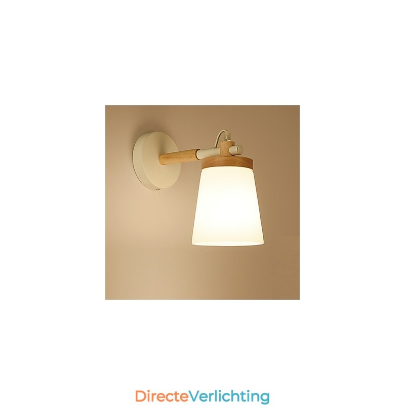 Wandlamp met glazen kap en metalen voet, sfeerverlichting, wandlampen, wandlamp