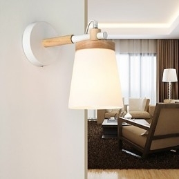 Wandlamp met glazen kap en metalen voet, sfeerverlichting, wandlampen, wandlamp