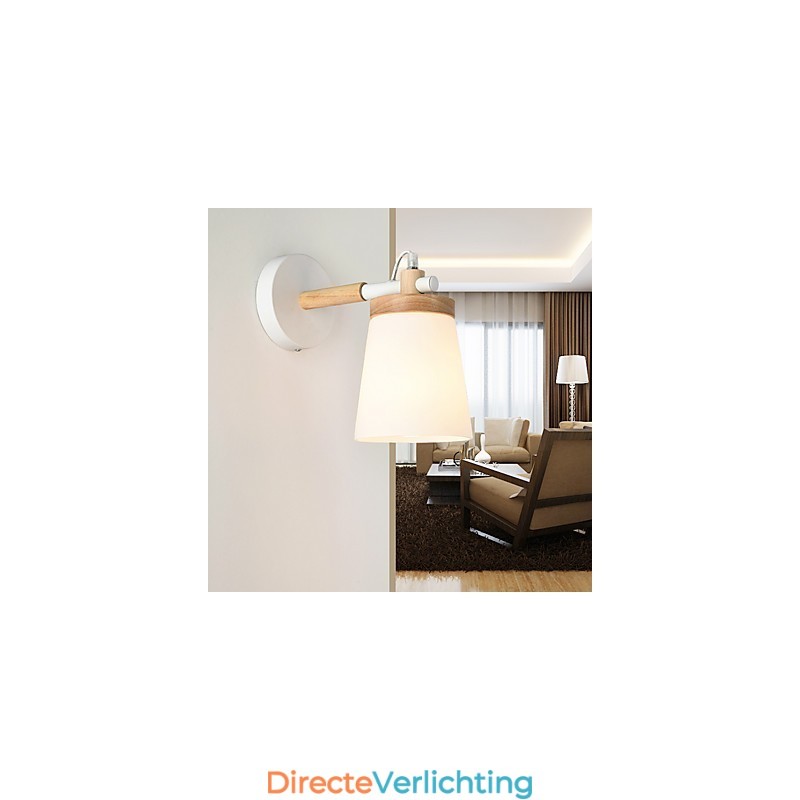 Wandlamp met glazen kap en metalen voet, sfeerverlichting, wandlampen, wandlamp