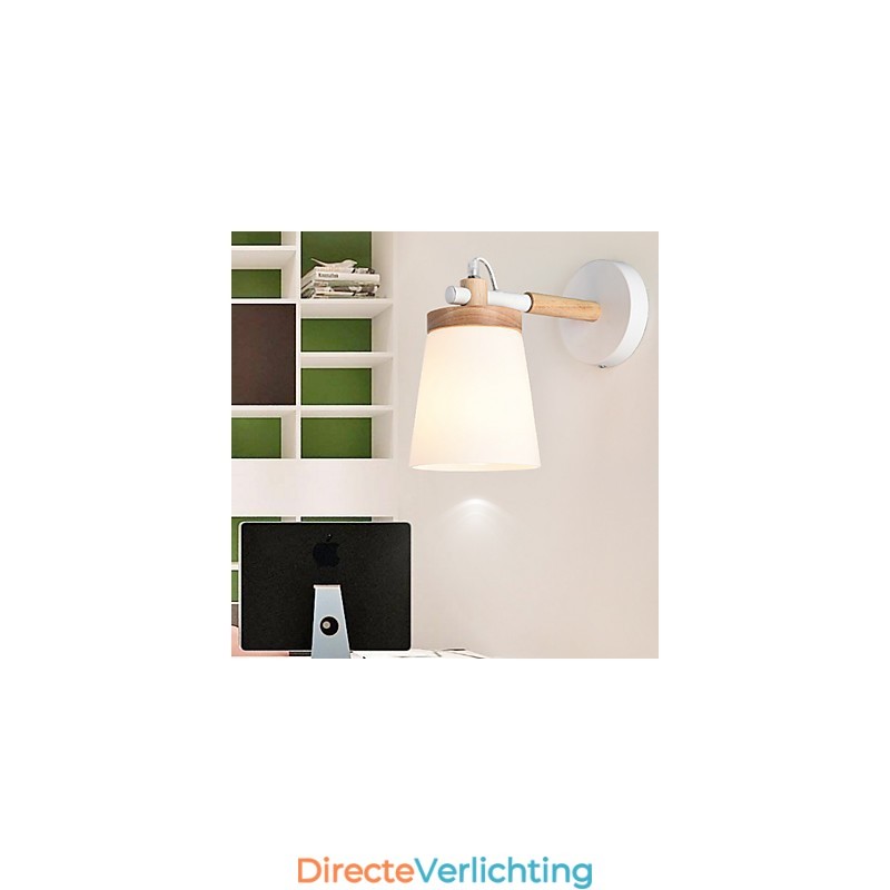 Wandlamp met glazen kap en metalen voet, sfeerverlichting, wandlampen, wandlamp