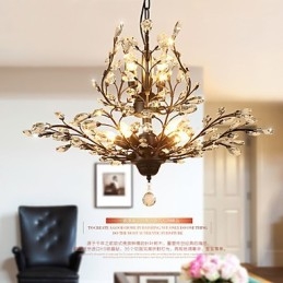 Vintage Crystal Flush Mount 8-lichts metalen schilderij zwart OF goud
