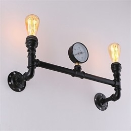 Vintage industriële pijp wandlampen zwarte creatieve verlichting restaurant café bar decoratieve verlichting met 2 licht geverfde afwerking