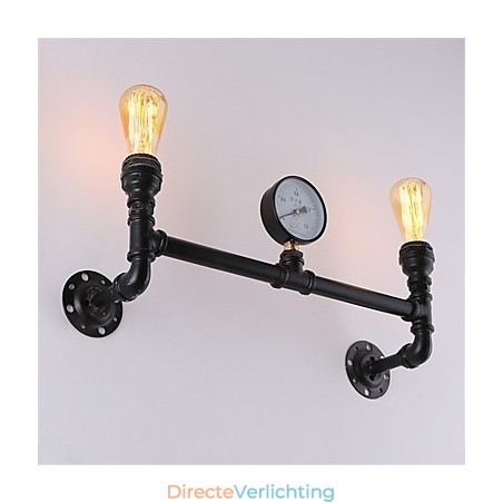 Vintage industriële pijp wandlampen zwarte creatieve verlichting restaurant café bar decoratieve verlichting met 2 licht geverfde afwerking Vintage industriële pijp wandlampen zwarte creatieve verlichting restaurant café bar decoratieve verlichting met 2 licht geverfde afwerking