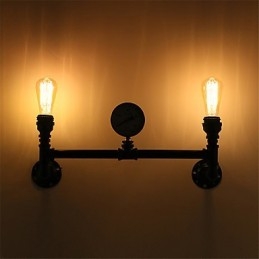 Vintage industriële pijp wandlampen zwarte creatieve verlichting restaurant café bar decoratieve verlichting met 2 licht geverfde afwerking