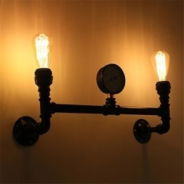 Vintage industriële pijp wandlampen zwarte creatieve verlichting restaurant café bar decoratieve verlichting met 2 licht geverfde afwerking