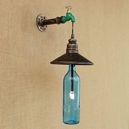 IJzeren pijp retro bar hotel decoratie pijp fles wandlamp