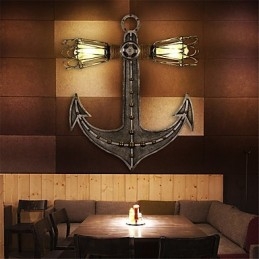 Vintage Industriële Wandlampen Houten Boot Anker Vorm Creatieve Restaurant Café Bar Decoratieverlichting