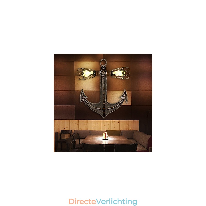 Vintage Industriële Wandlampen Houten Boot Anker Vorm Creatieve Restaurant Café Bar Decoratieverlichting