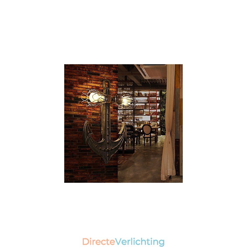 Vintage Industriële Wandlampen Houten Boot Anker Vorm Creatieve Restaurant Café Bar Decoratieverlichting