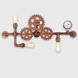 Vintage Industriële Pijp Wandlampen Houten Helm Vorm Creatieve Draaibare Verlichting Restaurant Café Bar Decoratieverlichting