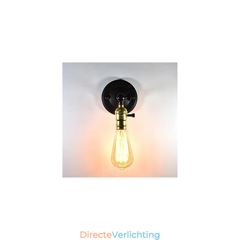 Wandlamp van ijzer Zwart Eenvoudige retro wandlamp Enkele kop Decoratieve wandlamp Europese stijl